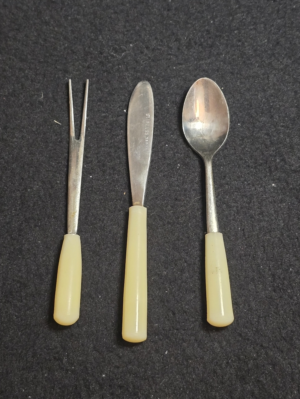 vintage mid-century stainless steel appetizer or hors d'oeuvre utensils